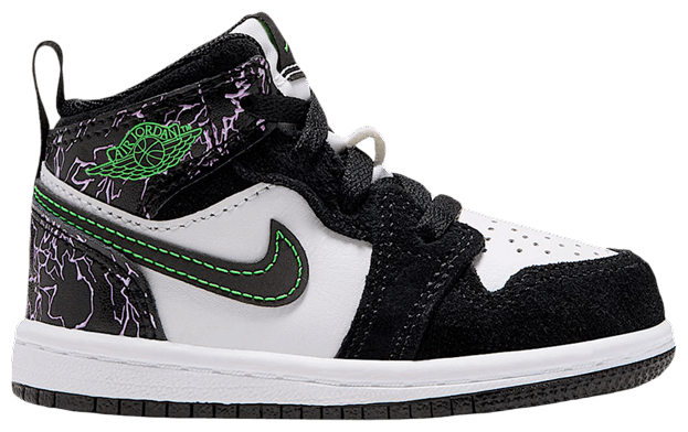 Air Jordan Jordan 1 Mid SE TD Black Summit White Laser Purple Scream Green