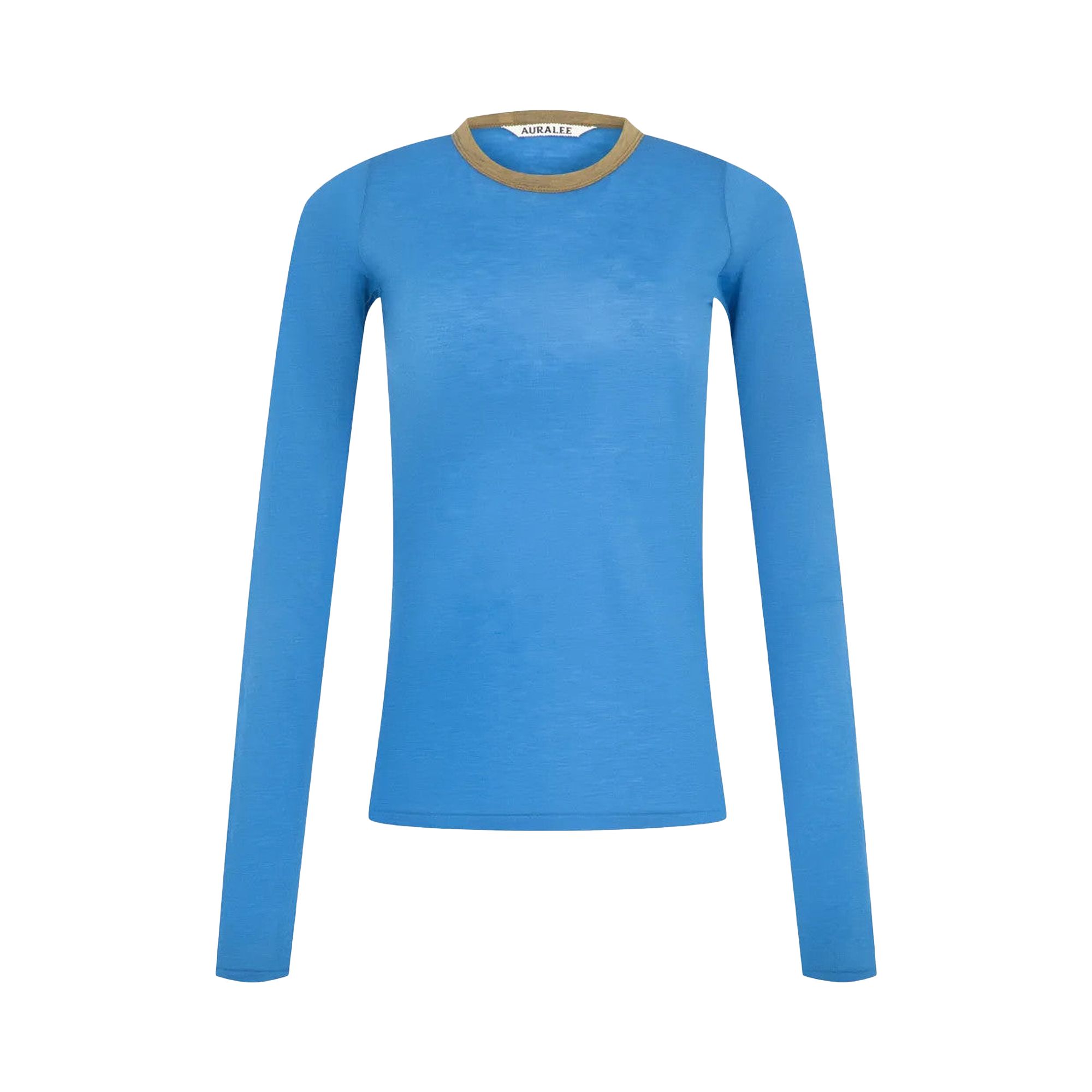 Pre-owned Auralee Fluffy Cashmere Nylon Jersey Ringer Long Sleeve Tee 'blue' | Women's Size 1