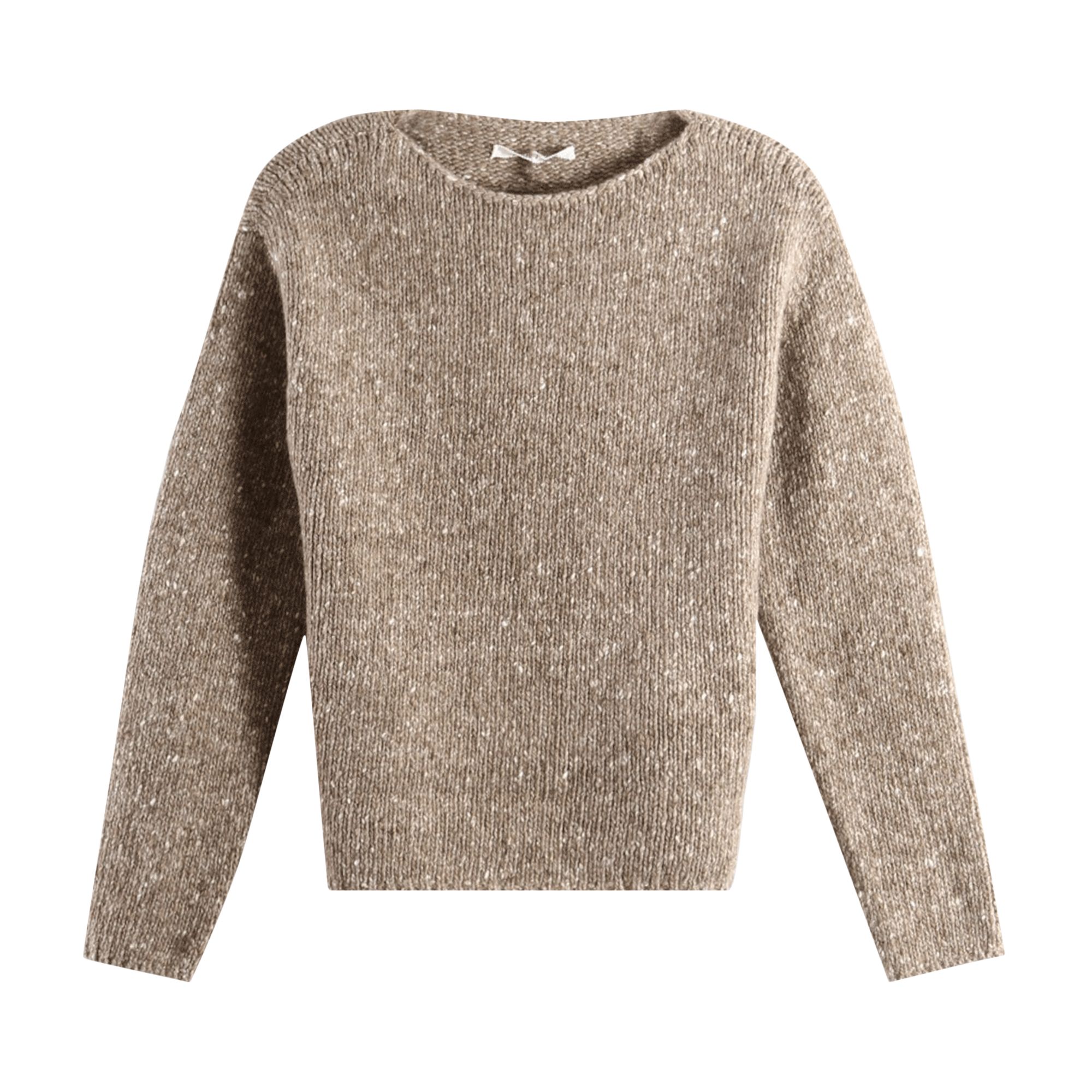 Pre-owned Auralee Low-gauge Homespun Tweed Knit Boat-neck Pullover 'top Brown' | Women's Size 0