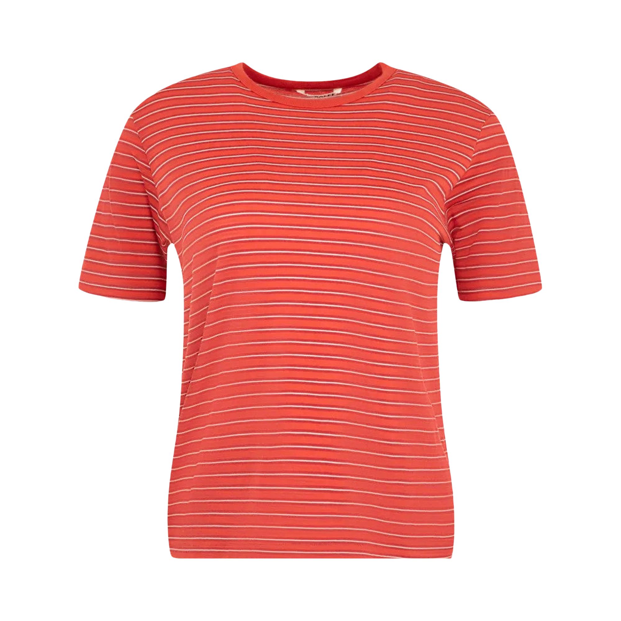 Pre-owned Auralee Soft Smooth Wool Stripe Jersey Tee 'red Stripe' | Women's Size 0
