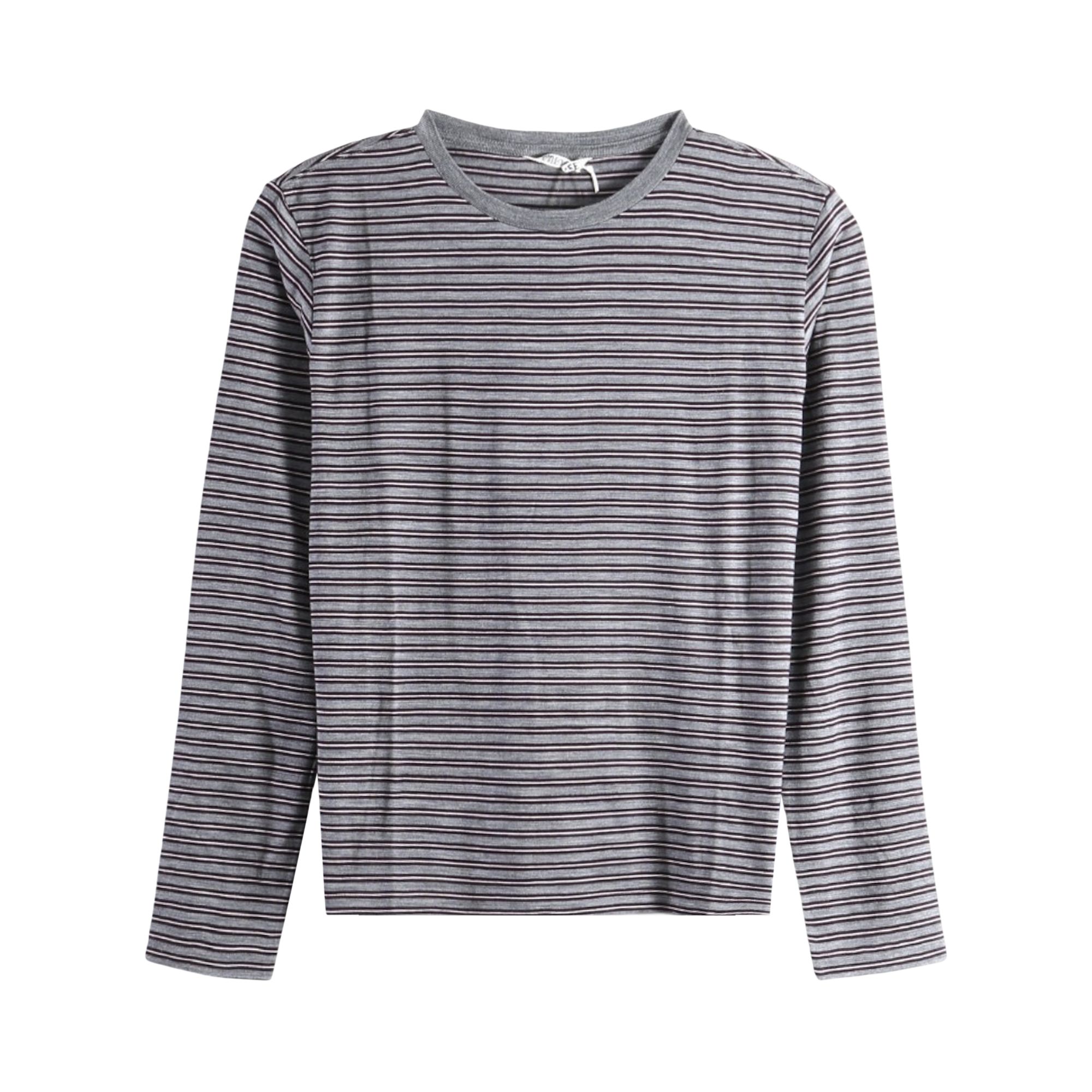 Pre-owned Auralee Soft Smooth Wool Stripe Jersey Long Sleeve Tee 'gray Stripe' | Tan | Women's Size 0