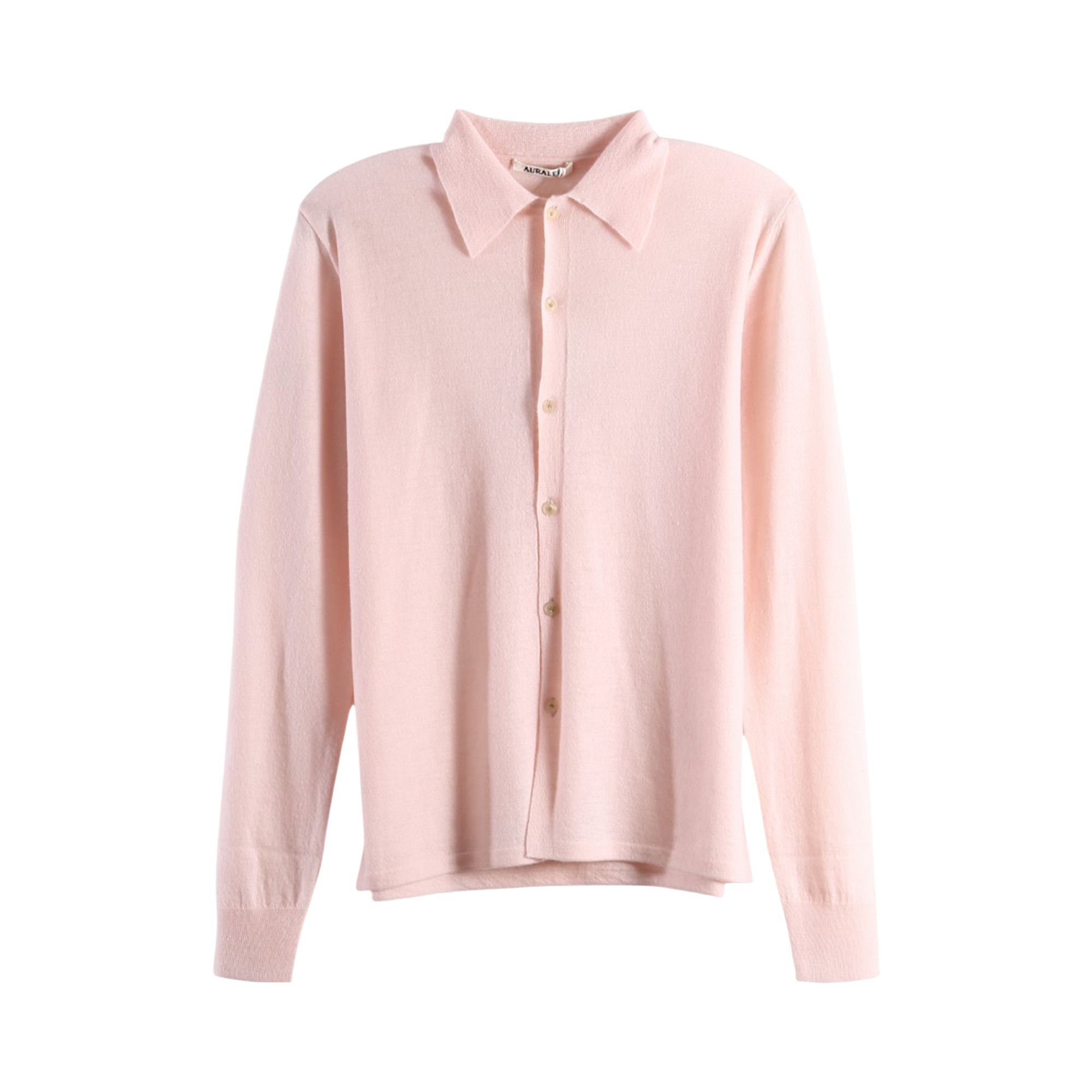 Pre-owned Auralee High Gauge Soft Cashmere Knit Shirt Cardigan 'light Pink' | Women's Size 2