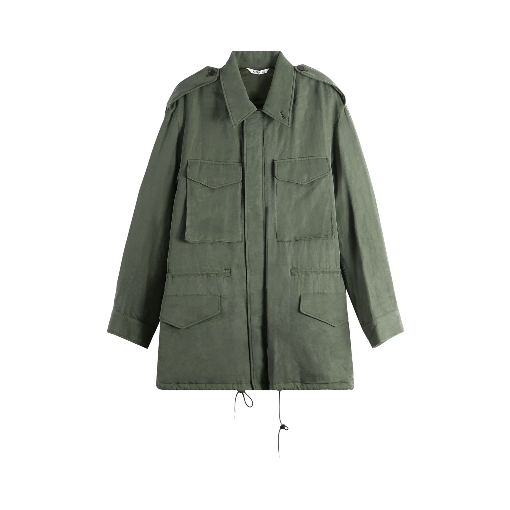 Pre-owned Auralee Brushed Silk Linen Satin Padded Military Blouson 'olive' | Tan | Men's Size 5